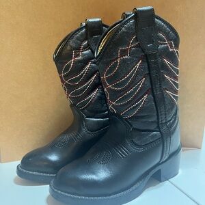 Vintage 1970s authentic leather Kids Black Cowboy Boot